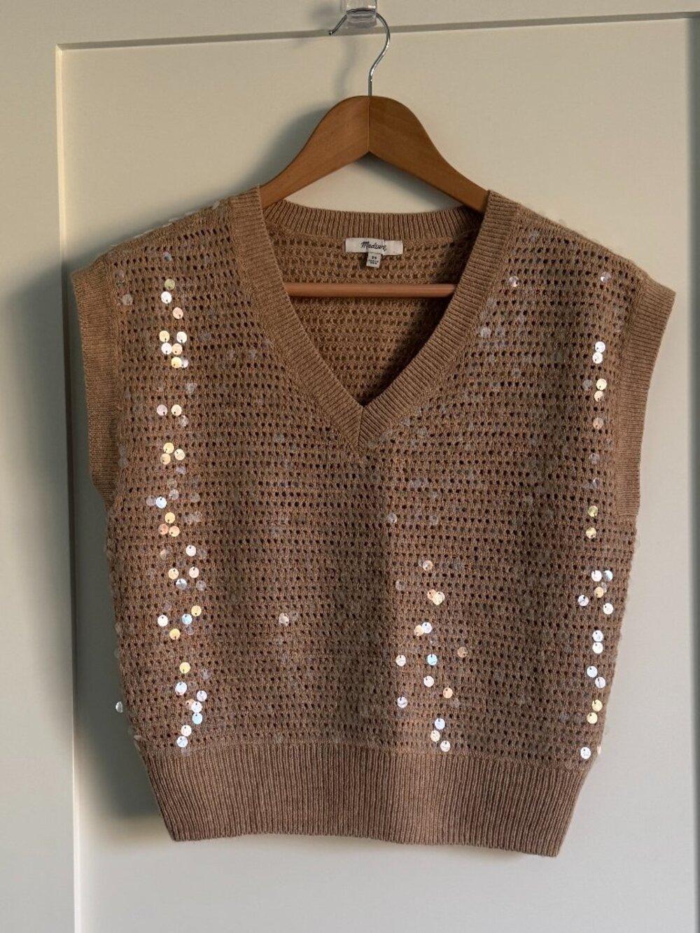 Madewell sequin knit vest Tan size XS great condition